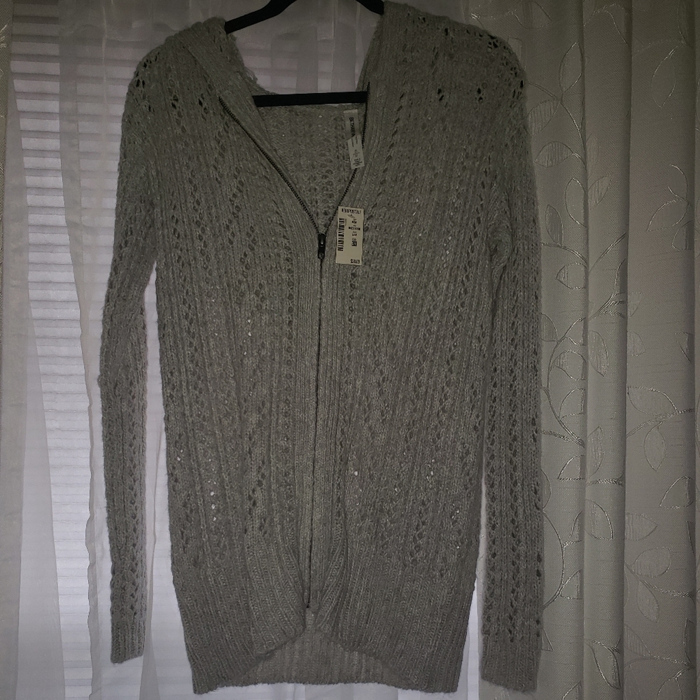 Gray zip up cardigan